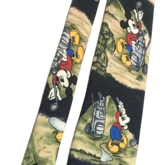 Disney Mickey Mouse Unlimited Golfer Neck Tie Black Green Polyester - Picture 2 of 5